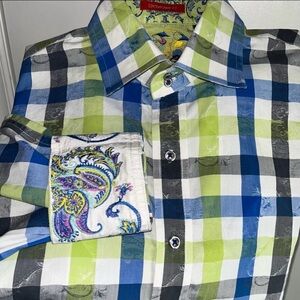 Robert Graham Contemporary Fit Long Sleeve Button Down Embroidered Cuffs